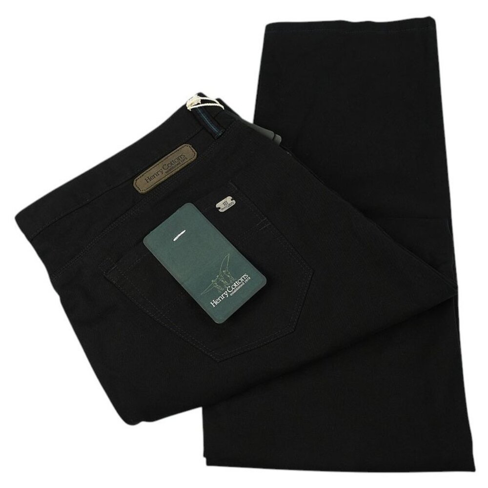 HENRY COTTONS Black SLIM FIT 5 Pocket Cotton Blend Garment Washed Pants 38 NWT